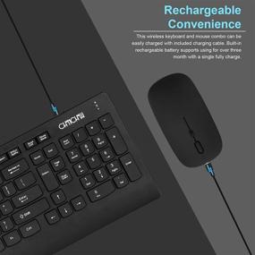 img 3 attached to 🔌 CHONCHOW Wireless Keyboard and Mouse Combo - Ergonomic Full Size Rechargeable 2.4GHz USB Wireless Keyboard with Numeric Keypad for PC Laptop Desktop Windows Mac Notebook