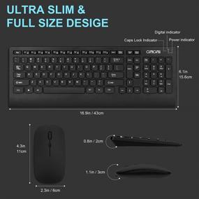 img 1 attached to 🔌 CHONCHOW Wireless Keyboard and Mouse Combo - Ergonomic Full Size Rechargeable 2.4GHz USB Wireless Keyboard with Numeric Keypad for PC Laptop Desktop Windows Mac Notebook