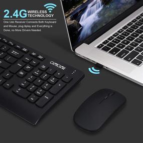 img 2 attached to 🔌 CHONCHOW Wireless Keyboard and Mouse Combo - Ergonomic Full Size Rechargeable 2.4GHz USB Wireless Keyboard with Numeric Keypad for PC Laptop Desktop Windows Mac Notebook