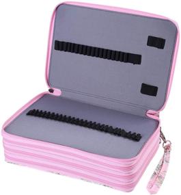 img 2 attached to 🎨 Shulaner 200 Slots Colored Pencil Case: Large Capacity Oxford Pen Organizer in Pink Rose - Ideal for Students and Artists