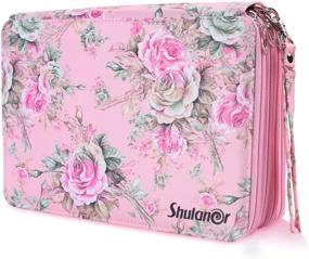 img 4 attached to 🎨 Shulaner 200 Slots Colored Pencil Case: Large Capacity Oxford Pen Organizer in Pink Rose - Ideal for Students and Artists