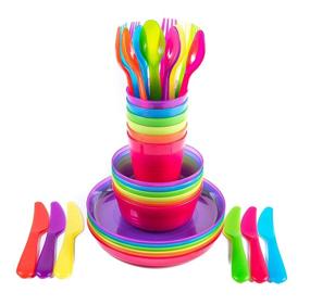 img 4 attached to 🦛 Hippo Soft Plastic Dinnerware and Cutlery Set