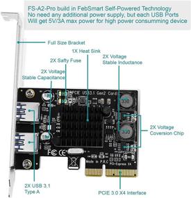 img 3 attached to FebSmart FS-A2-Pro USB 3.1 Gen 2 PCI Express USB Card - 2X 10Gbps USB-A Ports for Windows Server, 7, 8.1, 10 (32/64 bit), MAC OS 10.9.x to 10.15.x - Built-in Self-Powered Technology