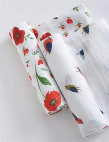 img 3 attached to 👶 Premium Large Muslin Baby Swaddle Blankets (2 Pack) - Unisex Floral Design for Comfortable Swaddling, Nursing, and Burping - 47x47 Inches - Color 2