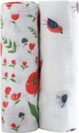 👶 premium large muslin baby swaddle blankets (2 pack) - unisex floral design for comfortable swaddling, nursing, and burping - 47x47 inches - color 2 logo