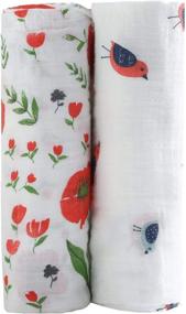 img 4 attached to 👶 Premium Large Muslin Baby Swaddle Blankets (2 Pack) - Unisex Floral Design for Comfortable Swaddling, Nursing, and Burping - 47x47 Inches - Color 2