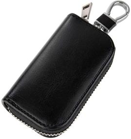 img 4 attached to Secure Your Vehicle with MONOJOY Faraday 🔒 Key Pouch Fob Protector in Black PU Leather