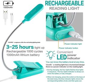 img 2 attached to VAVOFO Clip On Rechargeable Reading Light - 7 LEDs, 3 Color Temperatures, 9 Brightness Levels - Ideal Book Lights for Bedtime Reading - Power Indicator - Great for Bookworms (Blue 2-Pack)