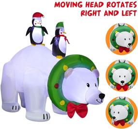 img 2 attached to 🐻 HOOJO 8.8 FT Length Christmas Outdoor Lighted Inflatable Polar Bear with Penguins Shaking Head - Built-in LED for Holiday Lawn, Yard, Garden - Blowups Decoration
