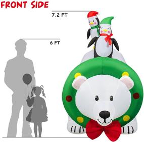 img 1 attached to 🐻 HOOJO 8.8 FT Length Christmas Outdoor Lighted Inflatable Polar Bear with Penguins Shaking Head - Built-in LED for Holiday Lawn, Yard, Garden - Blowups Decoration