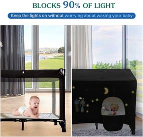 img 3 attached to 🏕️ Blackout Cover for Pack N Play - Hiaksedt Pack and Play Blackout Tent, Crib and Playard Blackout Tent to Block 90% of Light for Indoor/Outdoor Travel - Breathable and Stretchable Up to 42×32 Inches