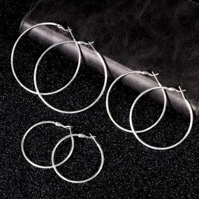 img 2 attached to 🎁 Sterling Silver Post Hoop Earrings Set - 3 Pairs of Large Hoop Earrings for Women and Girls, Perfect Gifts