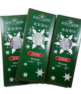 silver tinsel icicles strands boxes logo