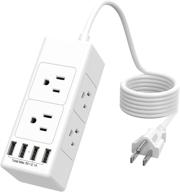 💡 massway power strip surge protector with 6 outlets and 4 usb ports - wall mountable, 5ft extension cord, overload protection - white logo