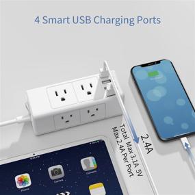 img 2 attached to 💡 Massway Power Strip Surge Protector with 6 Outlets and 4 USB Ports - Wall Mountable, 5Ft Extension Cord, Overload Protection - White