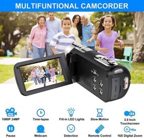 img 3 attached to wechi Video Camera Camcorder Full HD 1080P 15FPS 24MP Digital Vlogging Recorder for YouTube, 3.0 Inch Touch LCD Display, 16X Digital Zoom, Indoor/Outdoor Camcorders with Remote Control