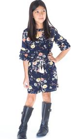 img 2 attached to 👗 Stylish Smukke Romper for Big Girls: Floral Printed with Ruffle Tier Sleeves and Pockets (7-16)