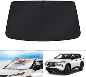 img 4 attached to KUST Custom Fit Windshield Sun Shade for Nissan Rogue 2021-2022 (3rd Gen. T33) – 🌞 Window Shade Cover Sun Visor Sunshield Protector, Foldable Design Blocks UV Rays to Keep Your Car Cooler