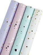 ❤️ laribbons hearts/polka dots/stars wrapping paper - perfect for birthday, mother's day, valentine's day, wedding, baby shower - 4 rolls - 30 inch x 120 inch per roll logo