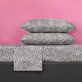 img 3 attached to 🌟 Stylish Queen Satin Sheet Set: Betsey Johnson's Leopard Print in Charcoal