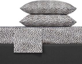 img 4 attached to 🌟 Stylish Queen Satin Sheet Set: Betsey Johnson's Leopard Print in Charcoal