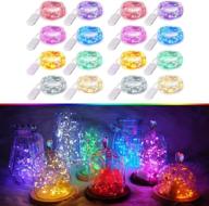 🌟 colorful led fairy string lights: 16 pack, battery powered with included batteries - perfect for diy wedding decor, gifts, christmas and party decoration - waterproof firefly lights in jars логотип