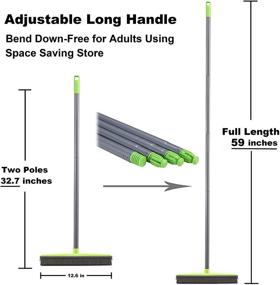 img 3 attached to 🧹 Affogato Ultimate Rubber Bristle Sweeper - Long Handle Broom with Squeegee Edge (59 inches) - Non-Scratch Pet Hair Remove - Ideal for Carpet, Hardwood, Tile & Windows - Water Resistant