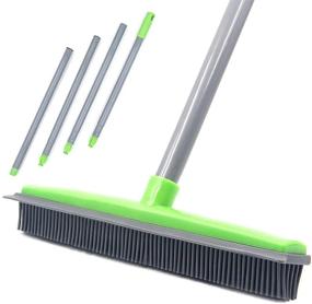 img 4 attached to 🧹 Affogato Ultimate Rubber Bristle Sweeper - Long Handle Broom with Squeegee Edge (59 inches) - Non-Scratch Pet Hair Remove - Ideal for Carpet, Hardwood, Tile & Windows - Water Resistant