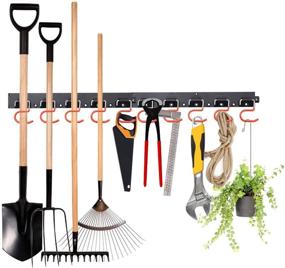 img 4 attached to 🔧 Efficient Organization: MOHOO 64 Inch Adjustable Tool Hanger for Garden Tools with 4 Rails and 16 Hooks