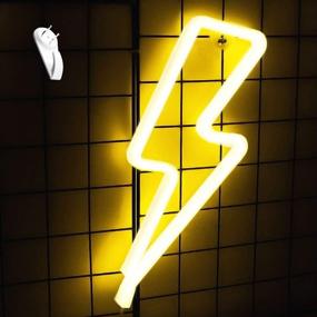 img 4 attached to Stylish Lightning Bolt Neon Sign: Unique LED Decor for Walls, Birthdays, Kids Room, Wedding (Warm White)