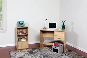 img 3 attached to 🖥️ OneSpace Oak Writing Desk with Side Drawers for Modern Office Organization