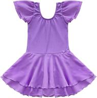 👗 feeshow kids girls' gymnastics leotard ballet tutu dress with ruffle flutter sleeves - princess dancewear costume skirt logo