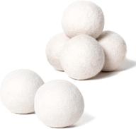 🧦 organic xl 6-pack wool dryer balls, handmade from new zealand wool, natural fabric softener for wrinkle reduction and faster drying time (white) logo