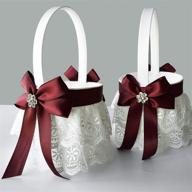 atailove dark red wedding flower girl baskets - elegant double lace accents with royal design for enhanced seo logo