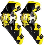 🏍️ yellow moto/atv/bmx racing knee guards by scoyco - rotatable bionic design for enhanced collision avoidance and crashproof protection logo