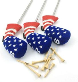 img 1 attached to HUGELOONG Golf Iron Covers USA Flag Head Covers with Numbers - Set of 10 (3-9, A P S L) in Blue, Red, and White