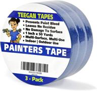 🖌️ teegan tapes painters tape (3-pack) – 1 inch x 50 yds – prevent paint bleed & leave no residue logo