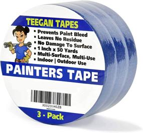 img 4 attached to 🖌️ Teegan Tapes Painters Tape (3-Pack) – 1 Inch x 50 Yds – Prevent Paint Bleed & Leave No Residue