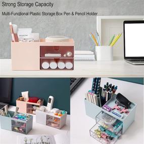 img 2 attached to Versatile White Desk Storage Box: Get Organized with this Office, Vanity & Makeup Organizer for Supplies, Toiletries, and Crafts