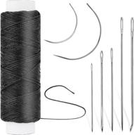 🧵 150d flat sewing waxed thread and leather repair needles - 32 yards, black - ideal for home upholstery, carpet, leather, canvas repair and hand sewing logo
