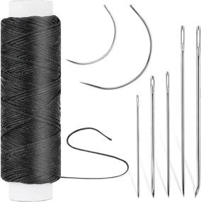 img 4 attached to 🧵 150D Flat Sewing Waxed Thread and Leather Repair Needles - 32 Yards, Black - Ideal for Home Upholstery, Carpet, Leather, Canvas Repair and Hand Sewing