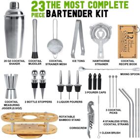 img 3 attached to 🍸 Premium 23-Piece Bartender Kit with Stand - Stainless Steel Cocktail Shaker Set and Bar Accessories for Home Bar - Professional Martini Shaker Kit for Drink Mixing