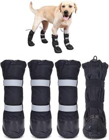 img 4 attached to 🐾 Hipaw Внешние сапожки для собак: Зимние сапоги для собак на снегу и дожде - Антискользящие и водостойкие.
