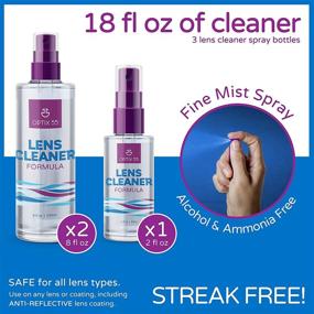 img 2 attached to 👓 Lens Cleaner Spray Kit - Alcohol & Ammonia Free, (2) 8oz + (1) 2oz Eyeglasses Cleaner Spray + (3) Microfiber Cloths, Safe for Glasses, Lenses & Screens, Streak-Free, Unscented - Enhanced SEO