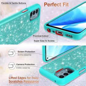 img 1 attached to Glitter Phone Case for OnePlus Nord N200 5G - Women Girls Sparkle Cell Phone Case, Light Mint Green, Dual Layer Hybrid Cover with Tempered Glass Screen Protectors - UNPEY