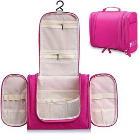 img 4 attached to 🌹 Melefon Portable Hanging Travel Toiletry Bag: Multifunctional Organizer for Men and Women - Rose Red