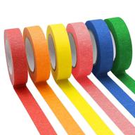 🌈 set of 6 rainbow colored masking tape rolls - 16 yards per roll, ideal for painting, craft, labeling, bullet journals, party decorations, diy projects, 0.6 inch wide logo