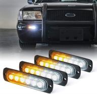 xprite amber/white 6 led emergency strobe lights kit - enhanced safety for off-road vehicles, atv trucks, cars - 4pcs logo