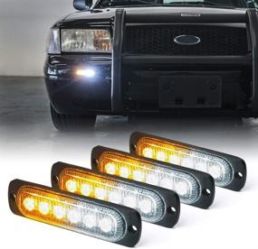 img 4 attached to Xprite Amber/White 6 LED Emergency Strobe Lights Kit - Enhanced Safety for Off-Road Vehicles, ATV Trucks, Cars - 4Pcs