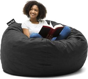 img 2 attached to 🪑 Black Lenox Big Joe Fuf Large Foam Beanbag Chair with Liner